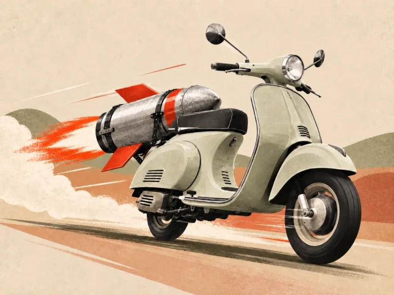 Scooter vintage illustrant la revitalisation d’une marque vieillissante
